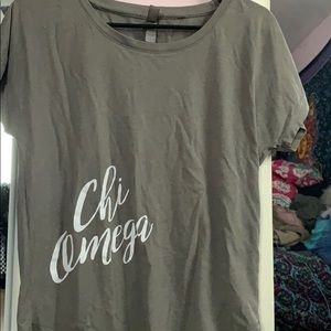 Grey/ Green Chi Omega Shirt